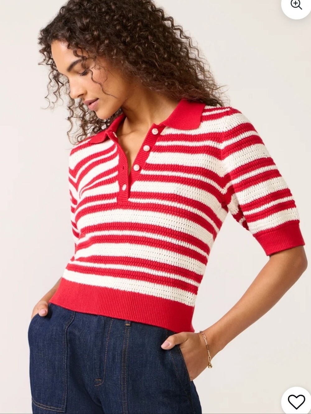 New Evereve Monica Henley Stripe Pullover Small